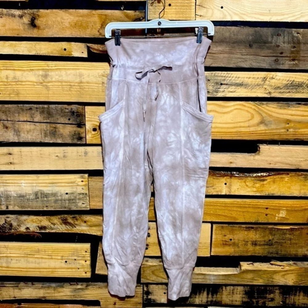 All in Motion Womens‎ S Jogger Pants Grey High-Rise French Terry Tie Dye 26”